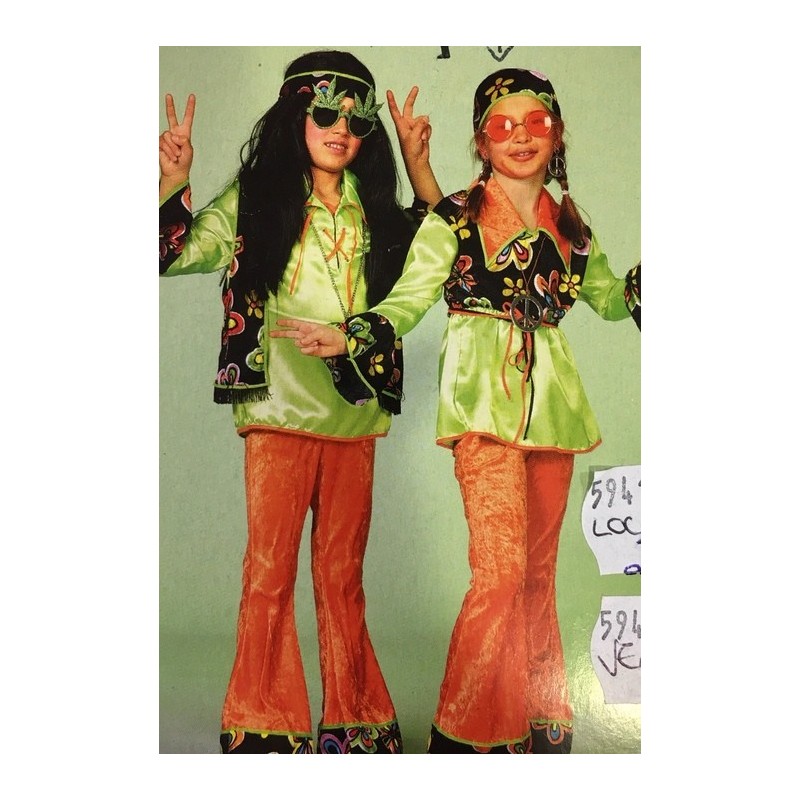 DEGUISEMENT ENSEMBLE HIPPIE FLOWER VERT FILLE TAILLE 140