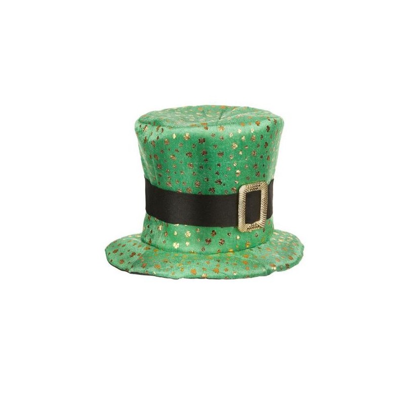 CHAPEAU HAUT DE FORME ST PATRICK TREFLES DORES