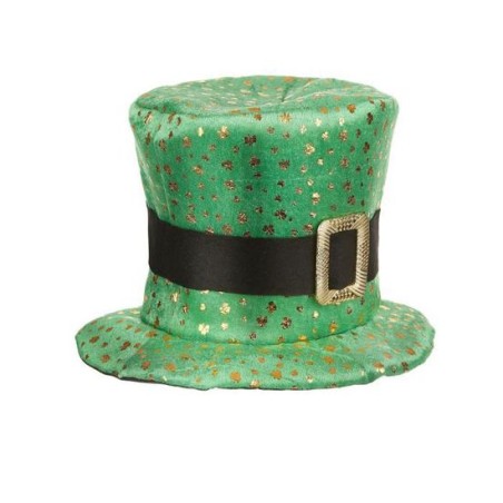 CHAPEAU HAUT DE FORME ST PATRICK TREFLES DORES