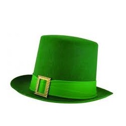 CHAPEAU HAUT DE FORME FEUTRE VERT ST PATRICK AVEC BOUCLE