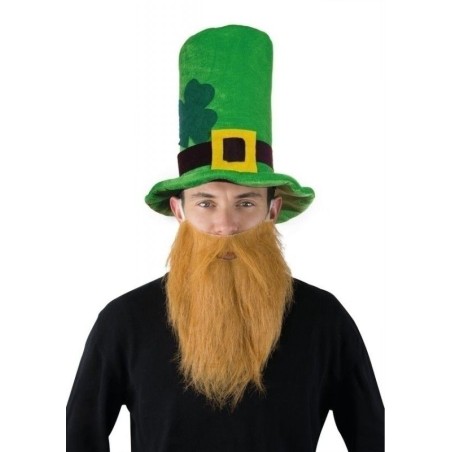 CHAPEAU VELOUR HDF VERT ST PATRICK AVEC BARBE ROUSSE