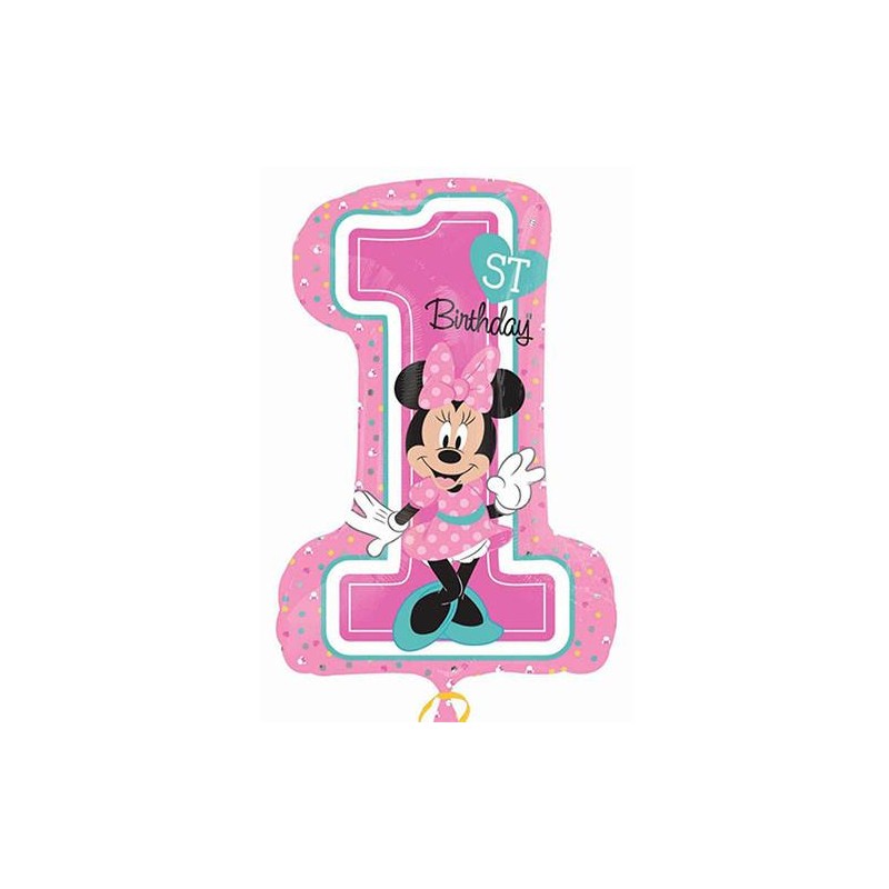 BALLON METALLIQUE 1 AN MINNIE ROSE 48 X 71 CM