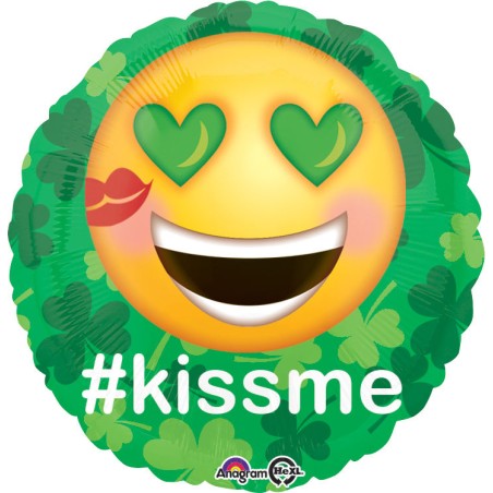 BALLON METALLIQUE  SMILEY KISS ME SAINT PATRICK 43 CM