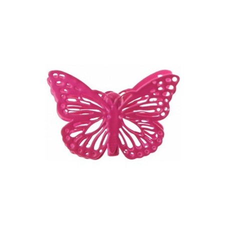 SACHET DE 6 PAPILLONS METAL FUSCHIA