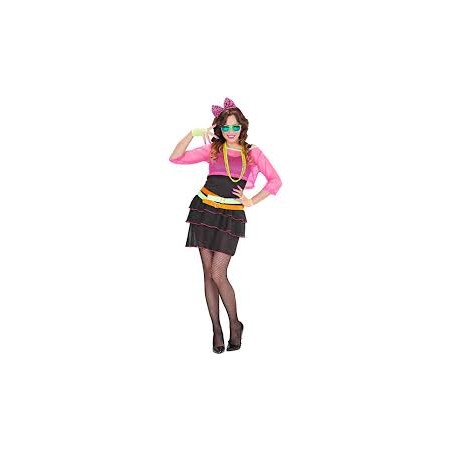 DEGUISEMENT 80 S FLUO GROUPIE GIRL TAILLE S