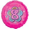 BALLON METALLIQUE CHIFFRE ROND 45 CM 8 SUR FOND ROSE