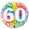 BALLON METALLIQUE ANNIVERSAIRE CHIFFRE 60 CONFETTIS MULTICOLORE 46 CM