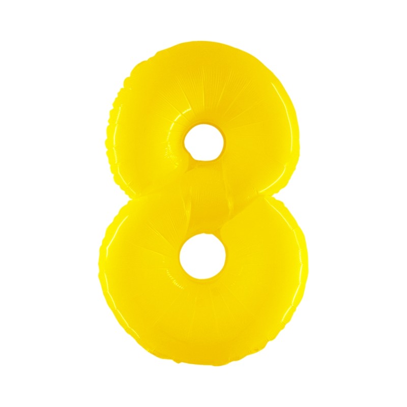 BALLON CHIFFRE 8 JAUNE FLUO 100 CM