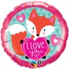 BALLON METALLIQUE ROND RENARD I LOVE YOU 46 CM