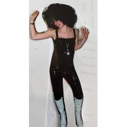 DEGUISEMENT ENSEMBLE DISCO PANTACOURT ET TOP BRETELLE SEQUIN NOIR TAILLE XS