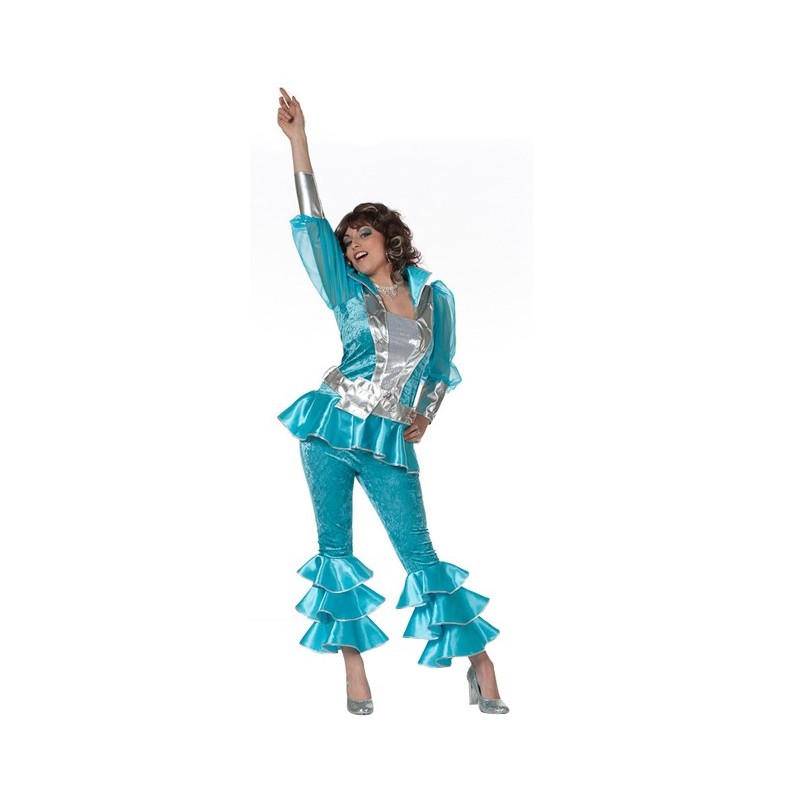 DEGUISEMENT TUNIQUE + PANTALON ABBA DISCO BLEU TAILLE 34