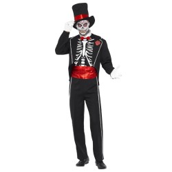 DEGUISEMENT DAY OF THE DEAD TAILLE L HAUT DE FORME  SQUELETTE