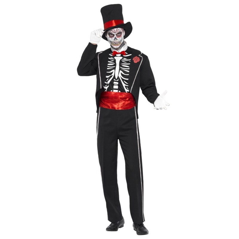 DEGUISEMENT DAY OF THE DEAD TAILLE L HAUT DE FORME  SQUELETTE 