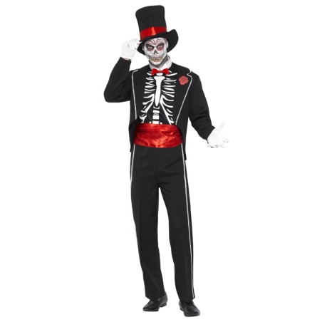 DEGUISEMENT DAY OF THE DEAD TAILLE L HAUT DE FORME  SQUELETTE 