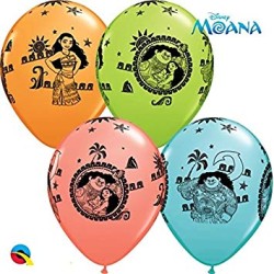 25 BALLONS LATEX QUALATEX VAIANA 11"