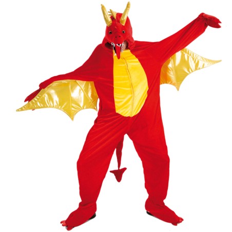 DEGUISEMENT DRAGON ROUGE ET JAUNE TAILLE 180 CM