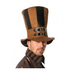 CHAPEAU HAUT DE FORME SOUPLE STEAMPUNK XL BRUN