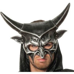 MASQUE DIABLE CORNES DROITES ARGENT