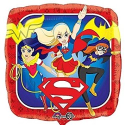 BALLON METALLIQUE CARRE DC SUPER HEROS GIRLS 43 CM