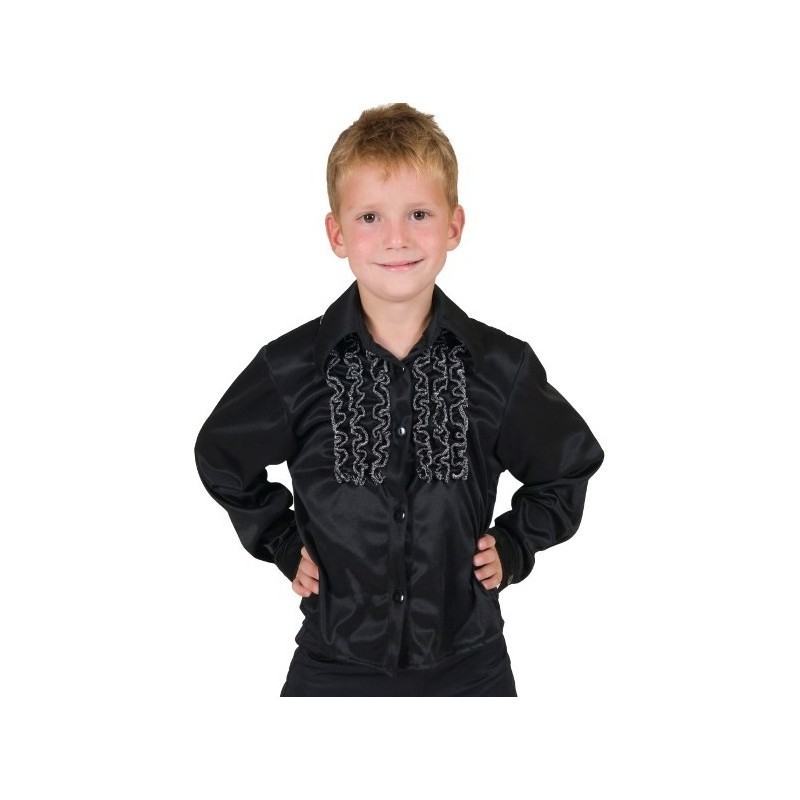 DEGUISEMENT ENFANT CHEMISE RUCHE NOIRE DISCO TAILLE 164  DEGUISEMENT ENFANT CHEMISE RUCHE NOIRE DISCO TAILLE 164