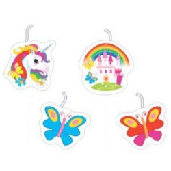 4 BOUGIES LICORNE ARC EN CIEL 