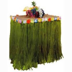 JUPE DE TABLE HAWAI VERTE AVEC FLEURS 270X80 CM