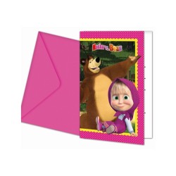 6 INVITATIONS MASHA ET L'OURS