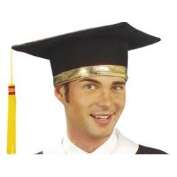 CHAPEAU LAUREAT DIPLOME NOIR ET BANDE OR