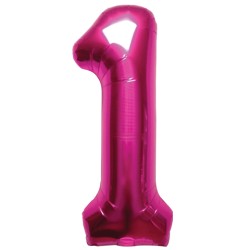 BALLON METALLIQUE CHIFFRE 1 FUSCHIA 86 CM