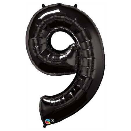 BALLON METALLIQUE CHIFFRE 9 NOIR 86 CM