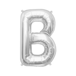 BALLON METALLIQUE LETTRE B ARGENT 86 CM