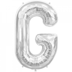 BALLON METALLIQUE LETTRE G ARGENT 86 CM