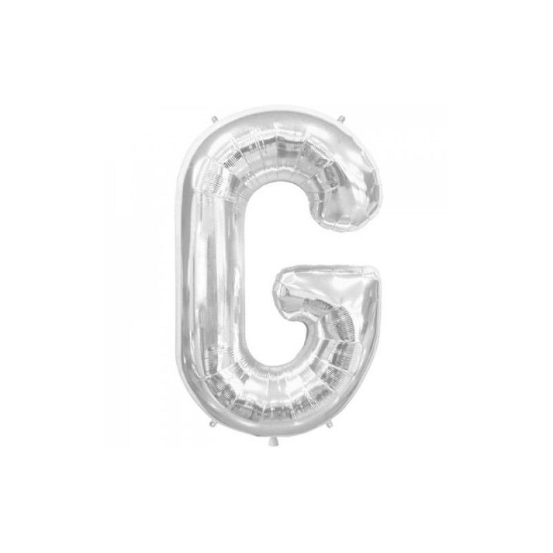 BALLON METALLIQUE LETTRE G ARGENT 86 CM