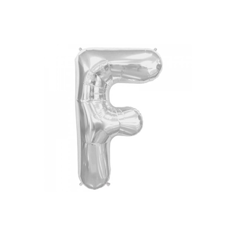 BALLON METALLIQUE LETTRE F ARGENT 86 CM