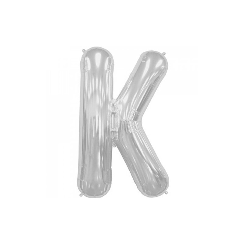 BALLON METALLIQUE LETTRE K ARGENT 86 CM