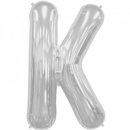 BALLON METALLIQUE LETTRE K ARGENT 86 CM