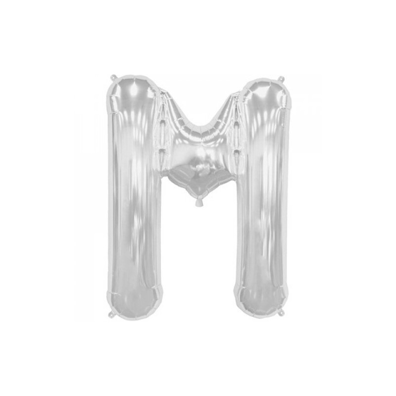 BALLON METALLIQUE LETTRE M ARGENT 86 CM