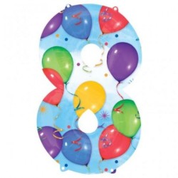 BALLON METALLIQUE CHIFFRE 8 MULTICOLORE ANNIVERSAIRE 86 CM