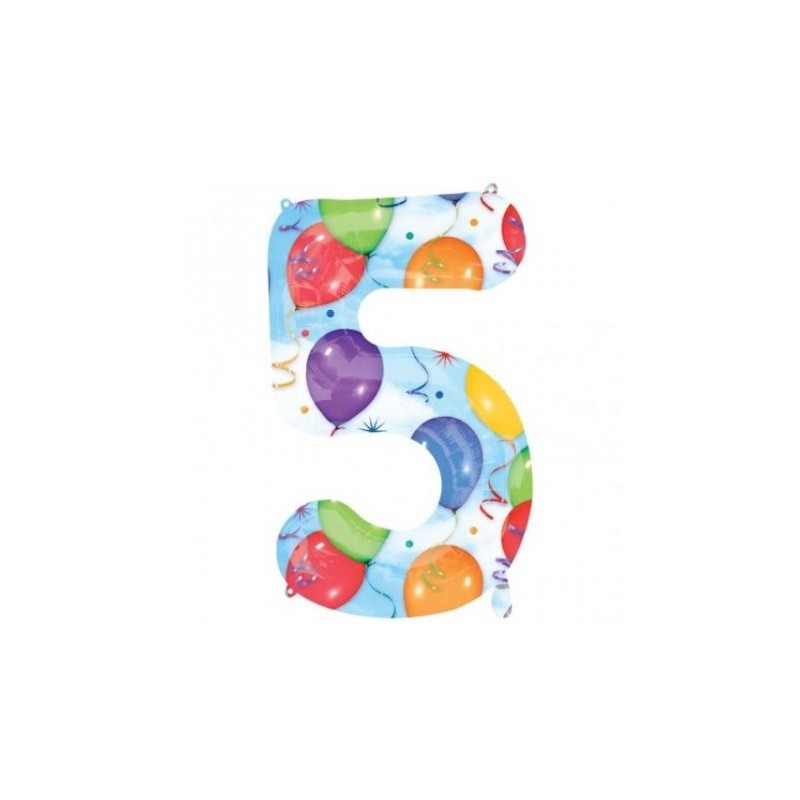 BALLON METALLIQUE CHIFFRE 5 MULTICOLORE ANNIVERSAIRE 86 CM BALLON METALLIQUE CHIFFRE 5 MULTICOLORE ANNIVERSAIRE 86 CM