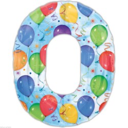 BALLON METALLIQUE CHIFFRE 0 MULTICOLORE ANNIVERSAIRE 86 CM