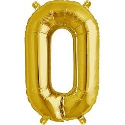 BALLON METALLIQUE CHIFFRE 0  OU LETTRE O OR 41 CM