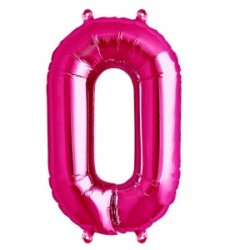 BALLON METALLIQUE CHIFFRE 0 FUSCHIA 41 CM