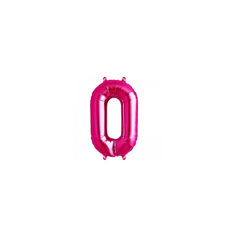 BALLON METALLIQUE CHIFFRE 0 FUSCHIA 41 CM