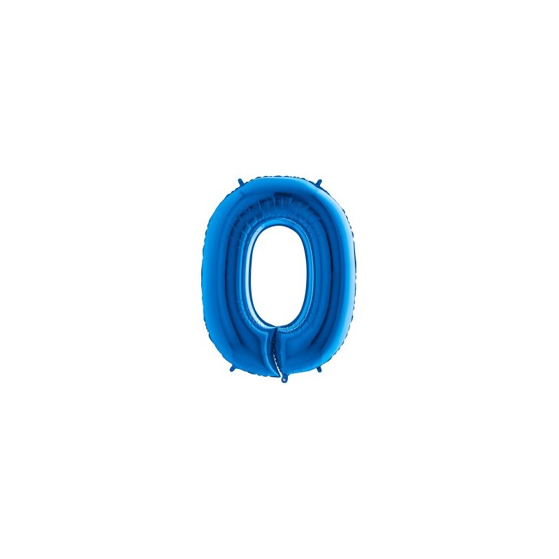 BALLON METALLIQUE CHIFFRE 0 BLEU 41 CM