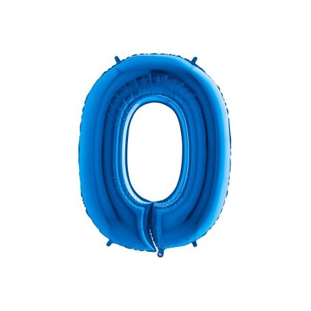 BALLON METALLIQUE CHIFFRE 0 BLEU 41 CM