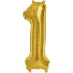 BALLON METALLIQUE CHIFFRE 1 OR 41 CM