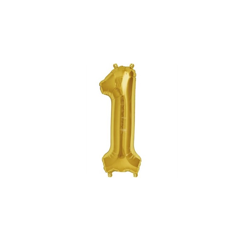 BALLON METALLIQUE CHIFFRE 1 OR 41 CM