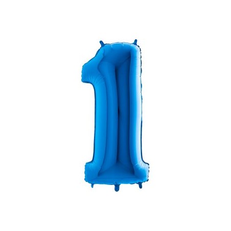 BALLON METALLIQUE CHIFFRE 1 BLEU 41 CM