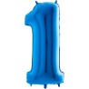 BALLON METALLIQUE CHIFFRE 1 BLEU 41 CM