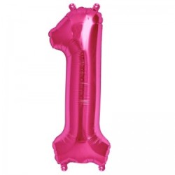 BALLON METALLIQUE CHIFFRE 1 FUSCHIA 41 CM